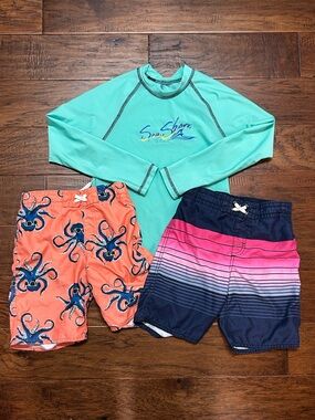 Kids Swim Bundle Rash Guard 8–10 & 2 Swim Trunks Size 8
